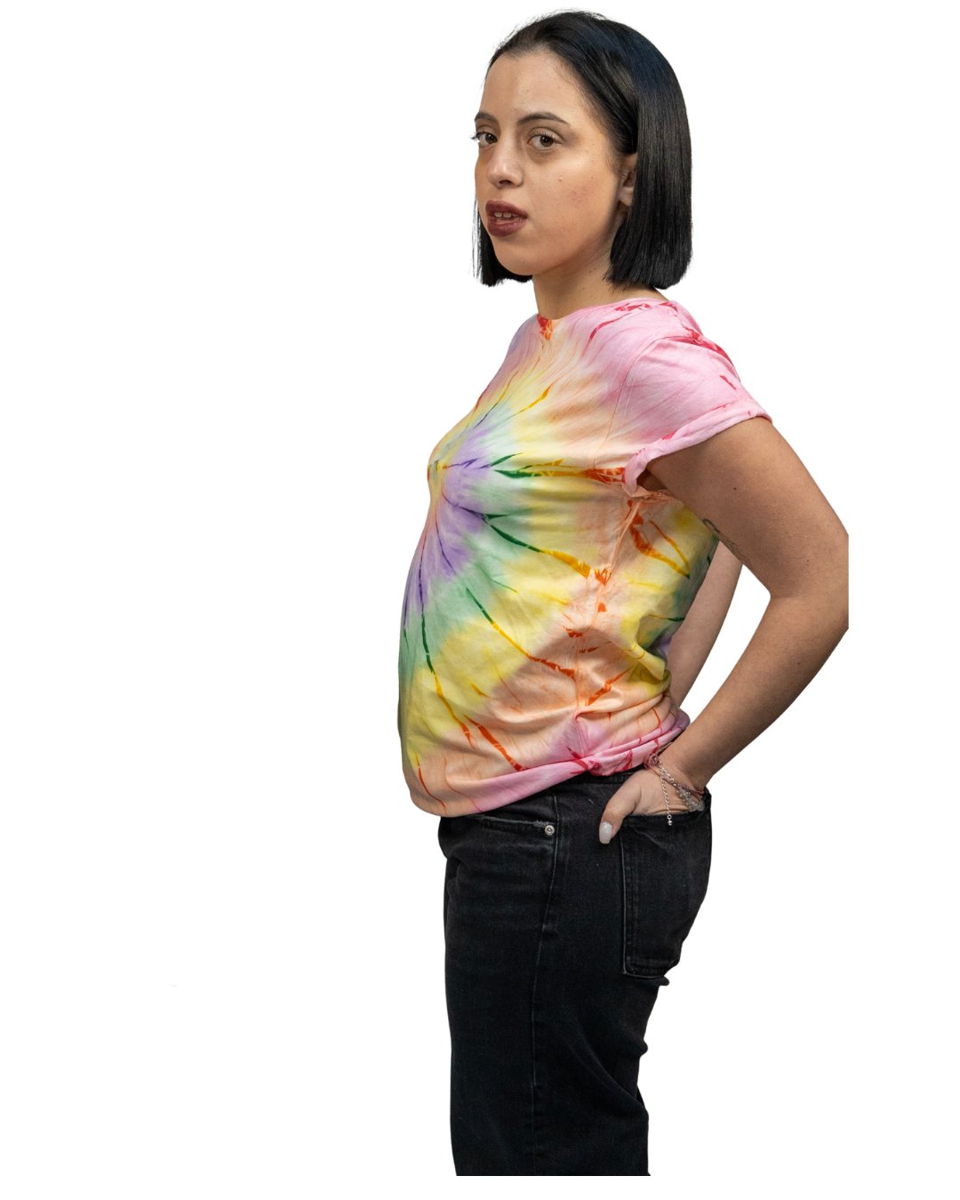 Rainbow Tie-Dye Fitted Tee - View 3